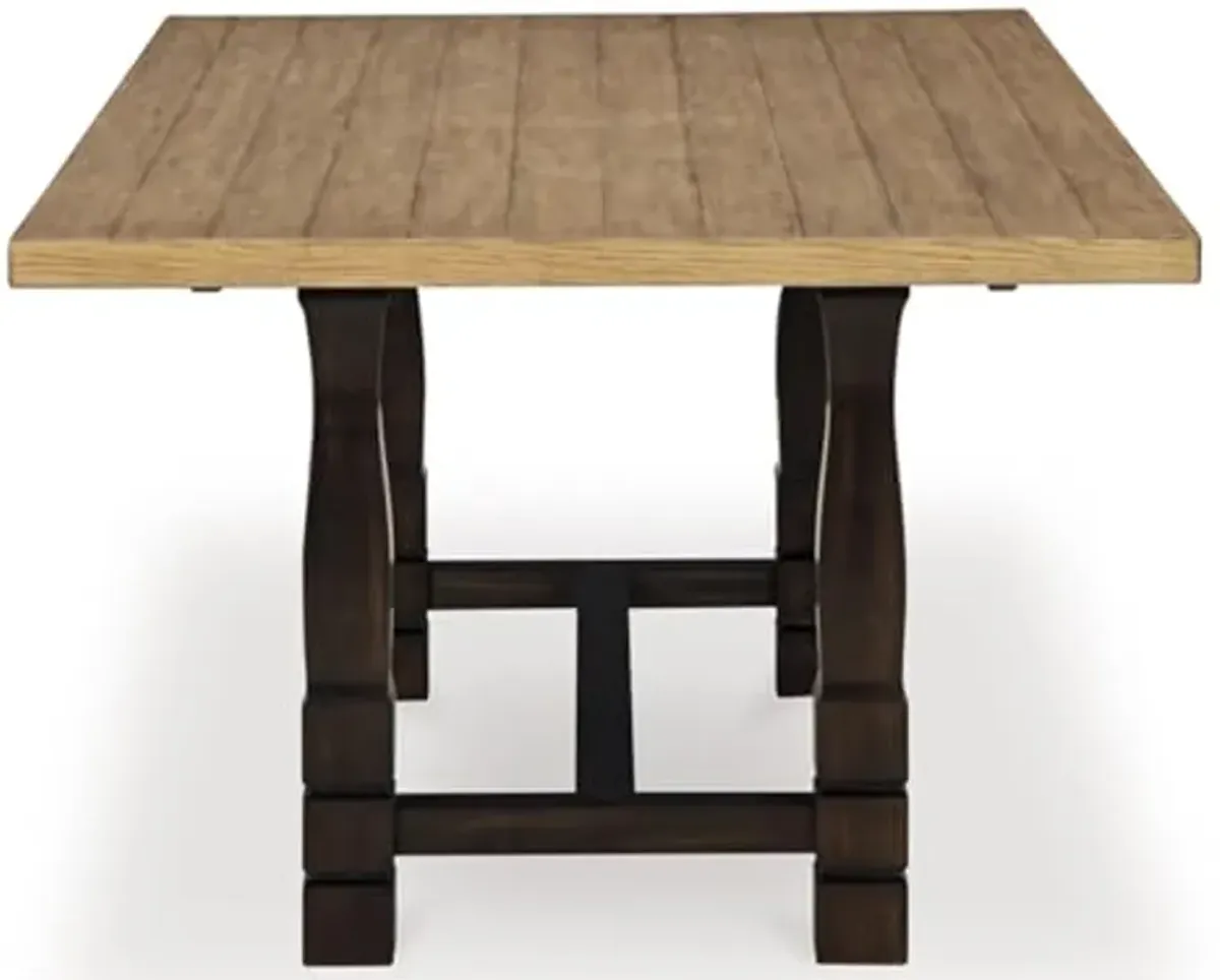 Signature Design by Ashley Charterton Casual Dining Table with Trestle Base, Light Brown & Dark Brown