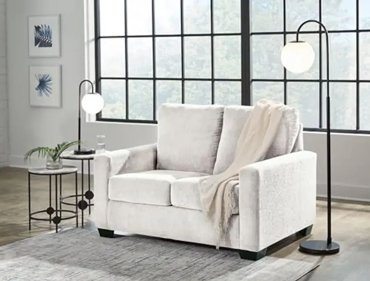 Signature Design by Ashley Rannis Coastal 2-in-1 Sofa Sleeper with Folding Gel Memory Foam Mattress, Twin, White