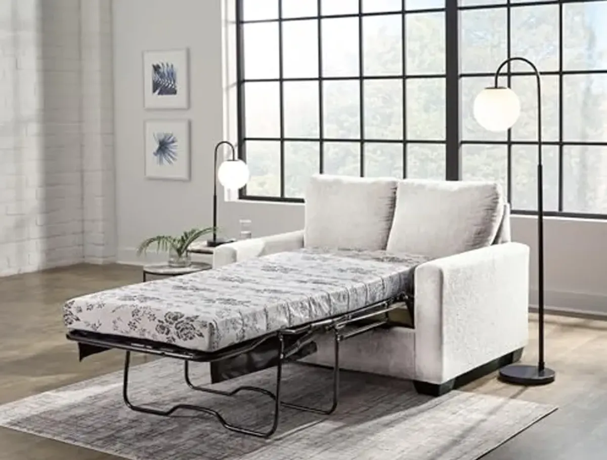 Signature Design by Ashley Rannis Coastal 2-in-1 Sofa Sleeper with Folding Gel Memory Foam Mattress, Twin, White