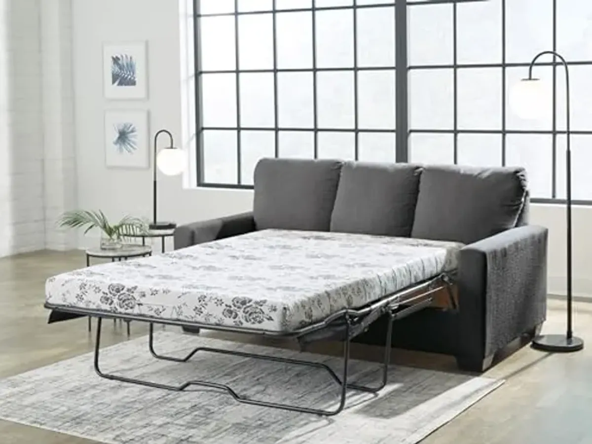 Signature Design by Ashley Rannis Casual 2-in-1 Sofa Sleeper with Folding Gel Memory Foam Mattress, Full, Gray