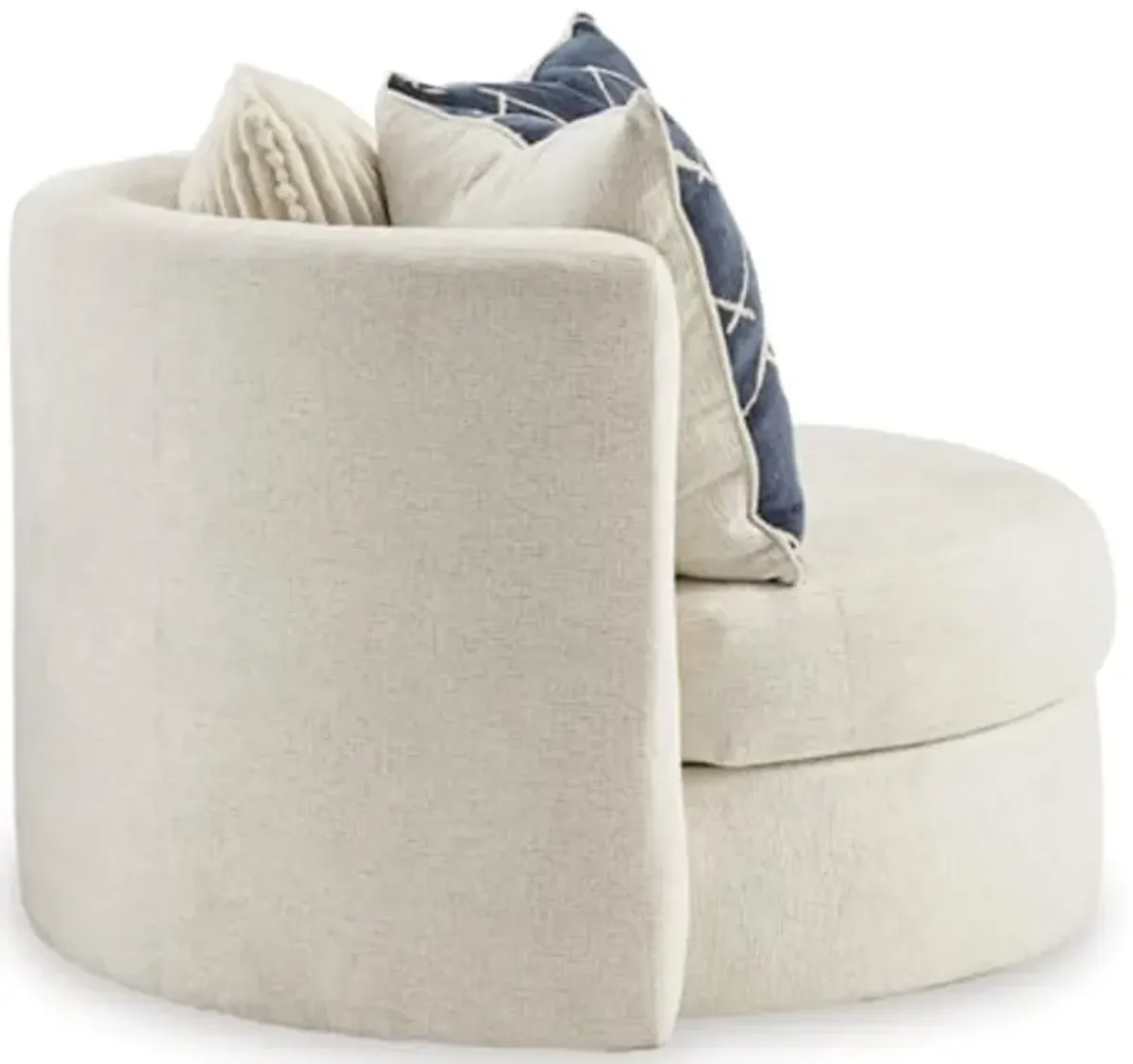 Signature Design by Ashley Padova Transitional Upholstered Swivel Accent Chair with 3 Throw Pillows, White