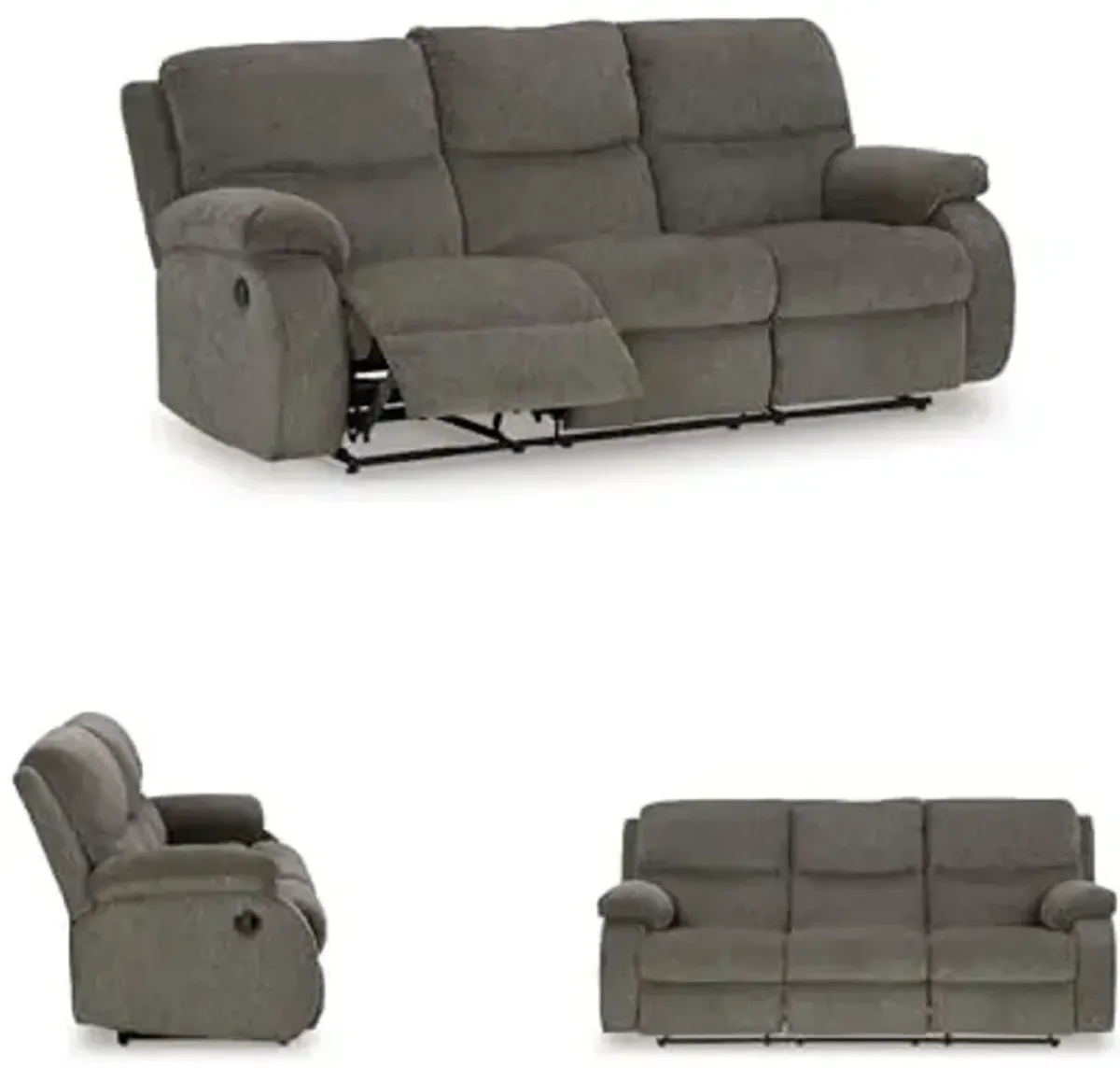 Signature Design by Ashley Scranto Contemporary Manual Reclining Sofa, Gray