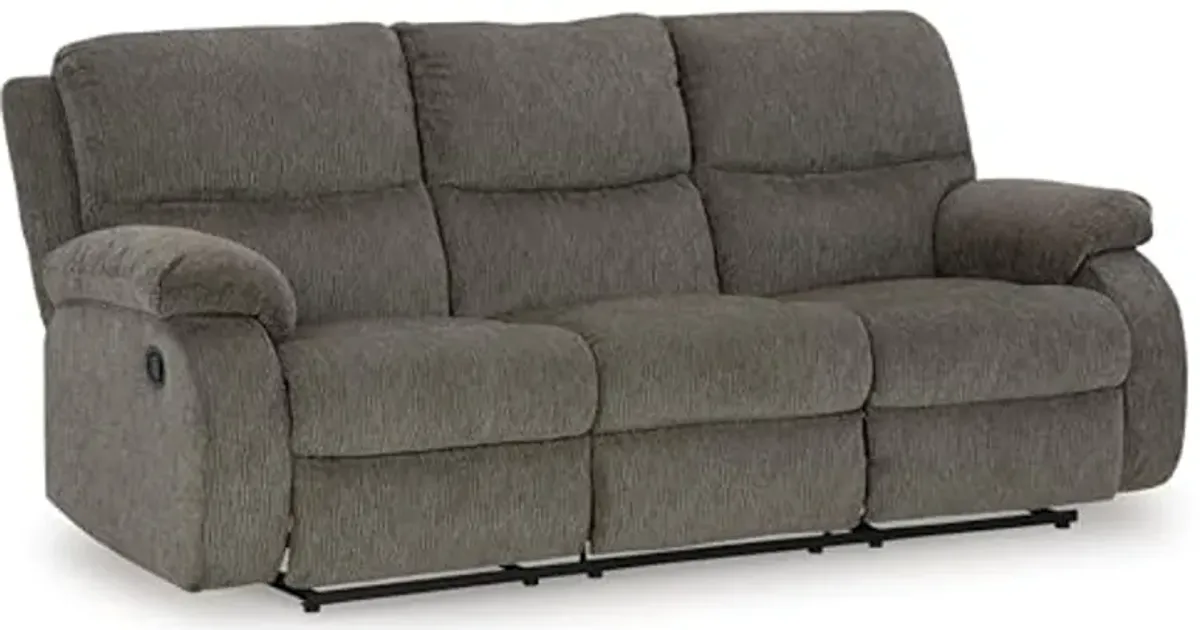 Signature Design by Ashley Scranto Contemporary Manual Reclining Sofa, Gray