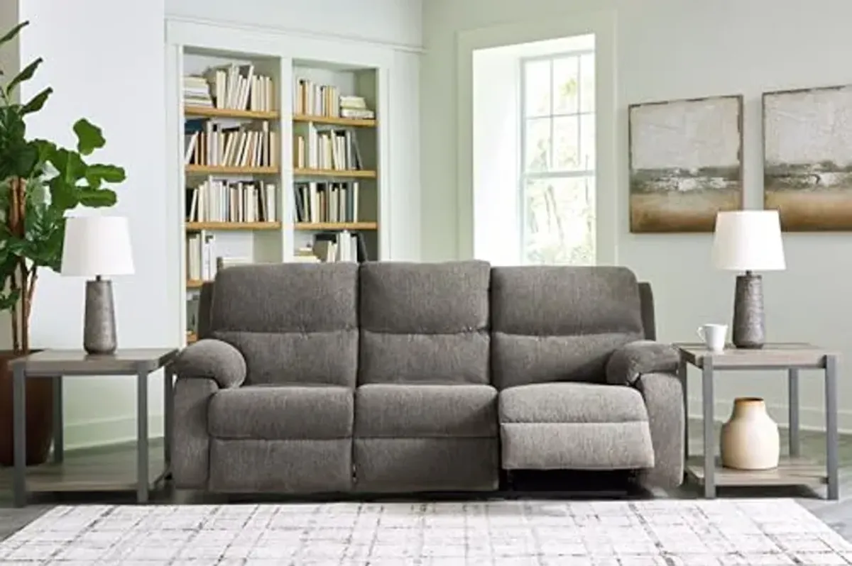 Signature Design by Ashley Scranto Contemporary Manual Reclining Sofa, Gray