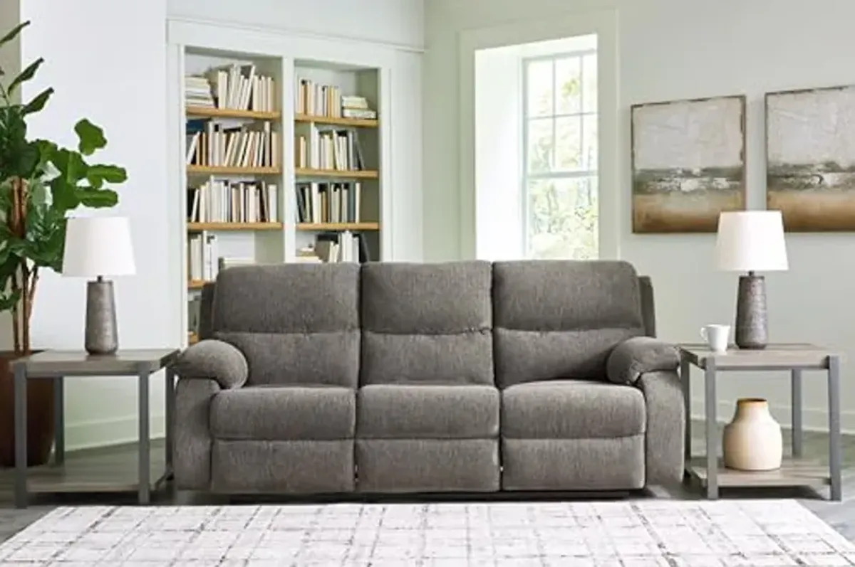 Signature Design by Ashley Scranto Contemporary Manual Reclining Sofa, Gray