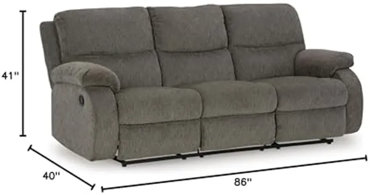 Signature Design by Ashley Scranto Contemporary Manual Reclining Sofa, Gray