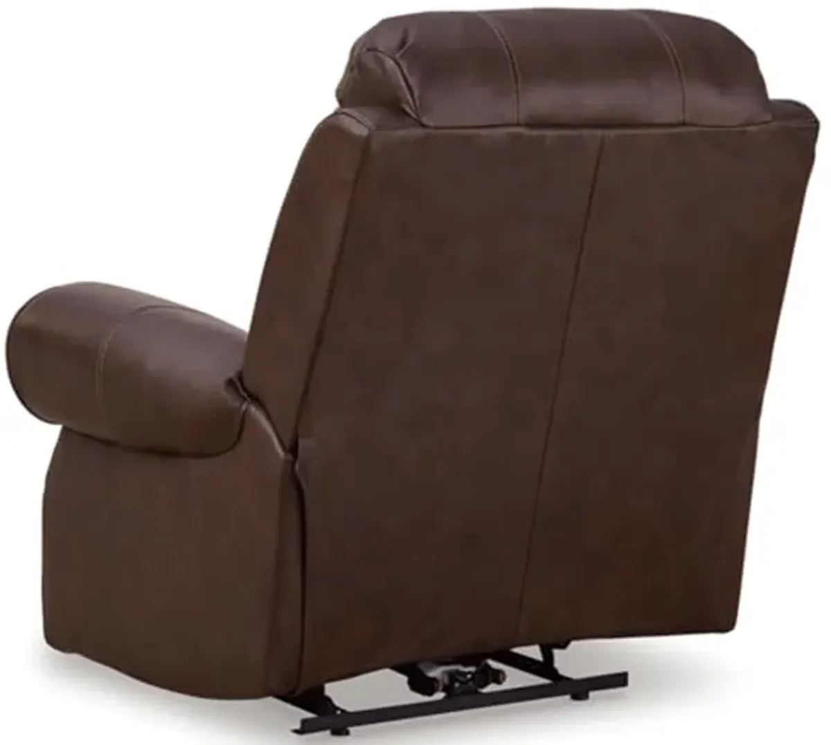 Signature Design by Ashley Freyeburg Classic Leather Match Upholstered Power Recliner with Nailheads and USB Ports, Dark Brown