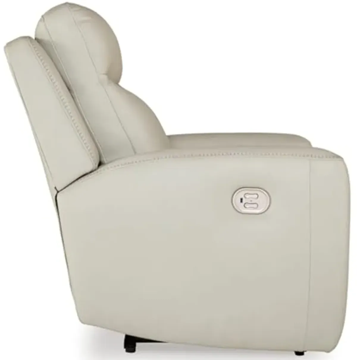 Signature Design by Ashley Mindanao Contemporary Leather Match Upholstered Power Recliner with Adjustable Headrest and USB Ports, Light Gray