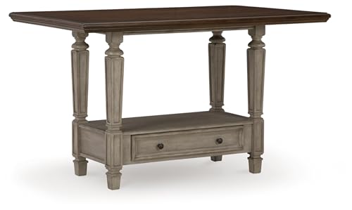 Signature Design by Ashley Lodenbay Casual Counter Height Dining Table with 1 Drawer and 1 Open Shelf, Light Gray & Dark Brown