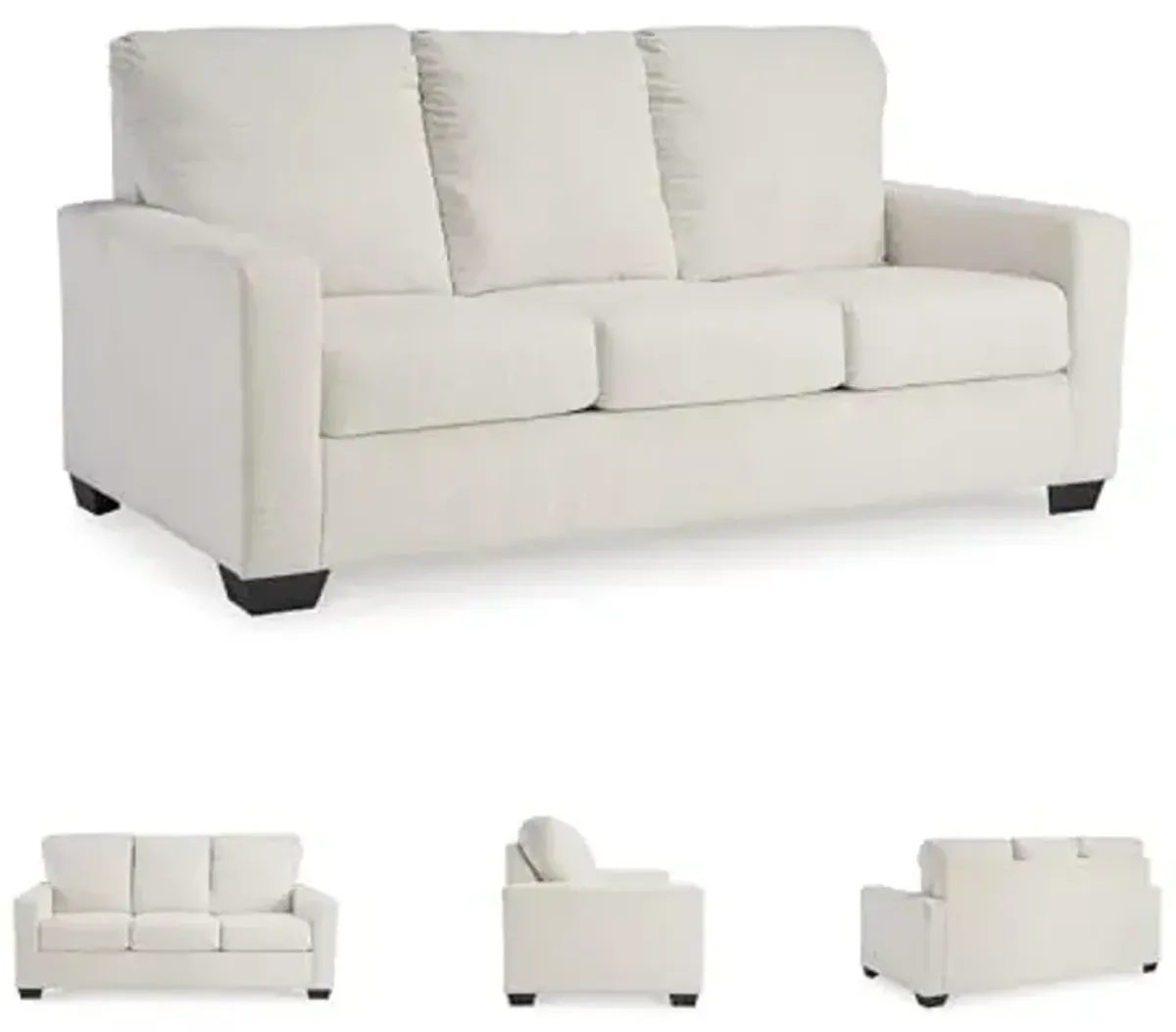 Signature Design by Ashley Rannis Coastal 2-in-1 Sofa Sleeper with Folding Gel Memory Foam Mattress, Full, White
