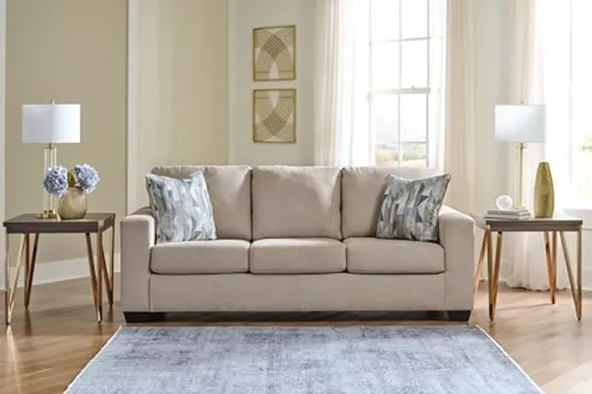 Signature Design by Ashley Deltona Contemporary Sofa with 2 Accent Pillows, Beige