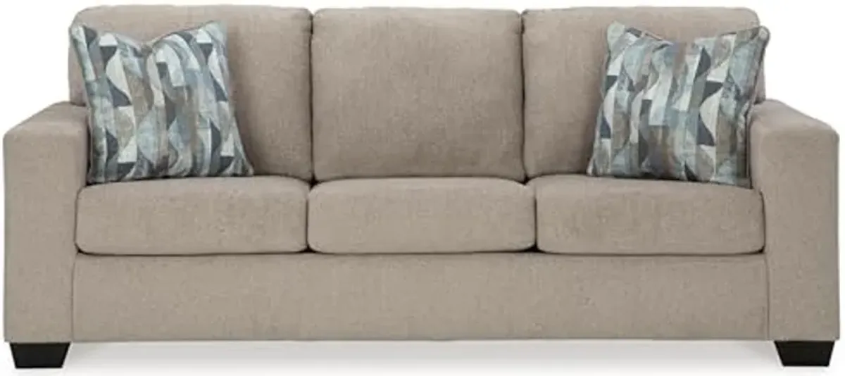 Signature Design by Ashley Deltona Contemporary Sofa with 2 Accent Pillows, Beige