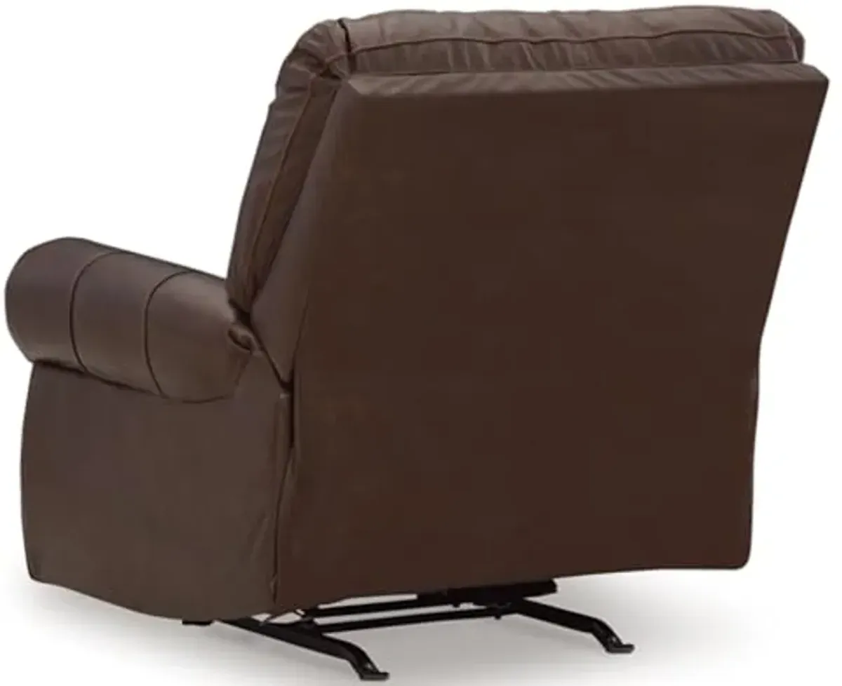 Signature Design by Ashley Colleton Classic Leather Match Upholstered Manual Recliner with Nailheads, Dark Brown