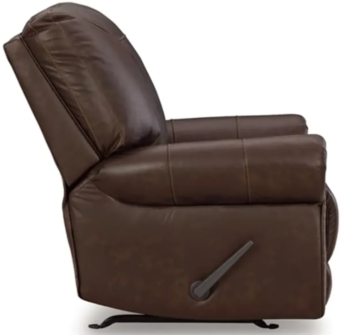 Signature Design by Ashley Colleton Classic Leather Match Upholstered Manual Recliner with Nailheads, Dark Brown