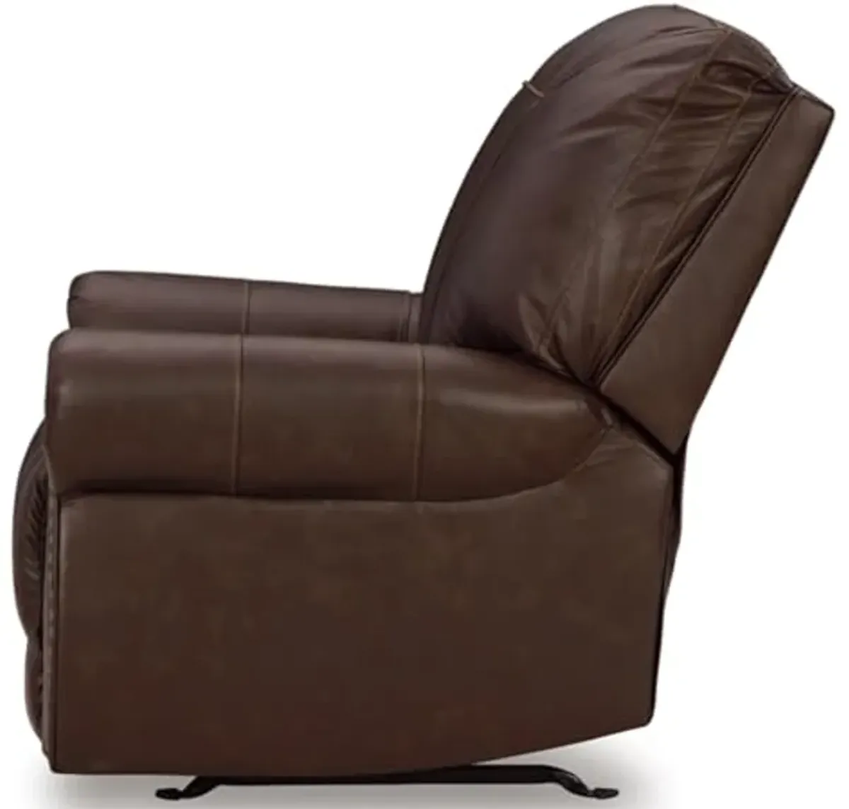 Signature Design by Ashley Colleton Classic Leather Match Upholstered Manual Recliner with Nailheads, Dark Brown