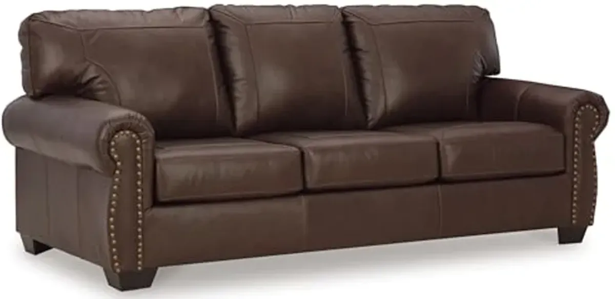 Signature Design by Ashley Colleton Classic Leather Match Sofa with Nailheads, Dark Brown