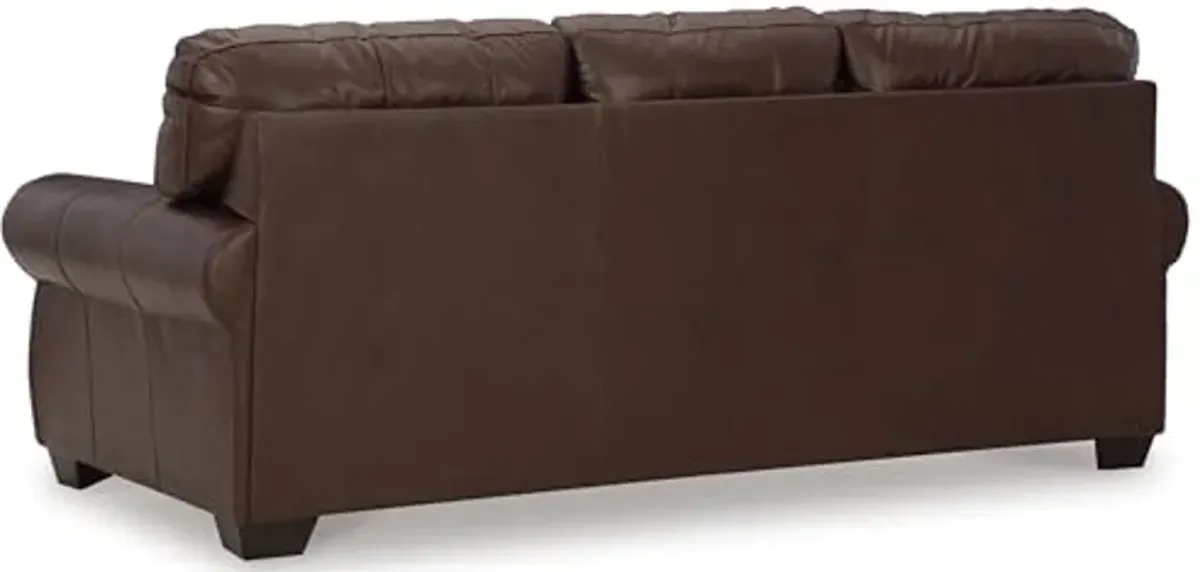 Signature Design by Ashley Colleton Classic Leather Match Sofa with Nailheads, Dark Brown