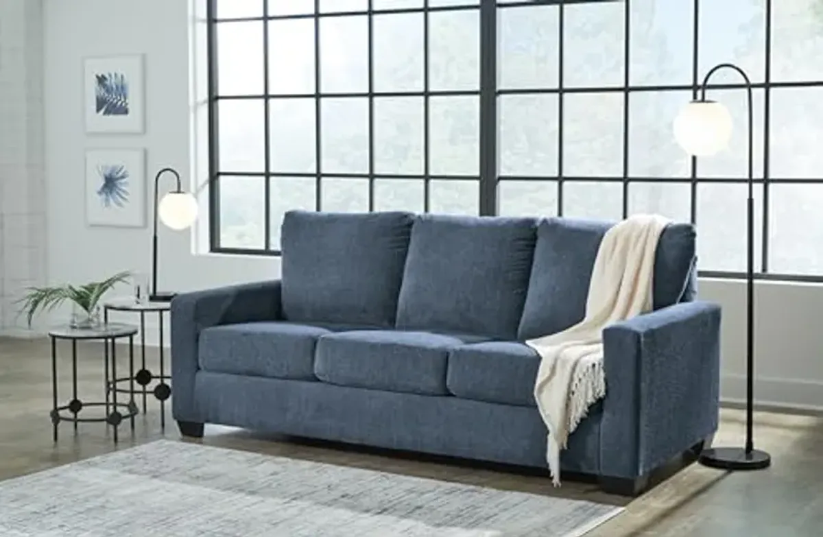 Signature Design by Ashley Rannis Sofa Sleeper Sofabed, 85"W x 40"D x 39"H, Blue