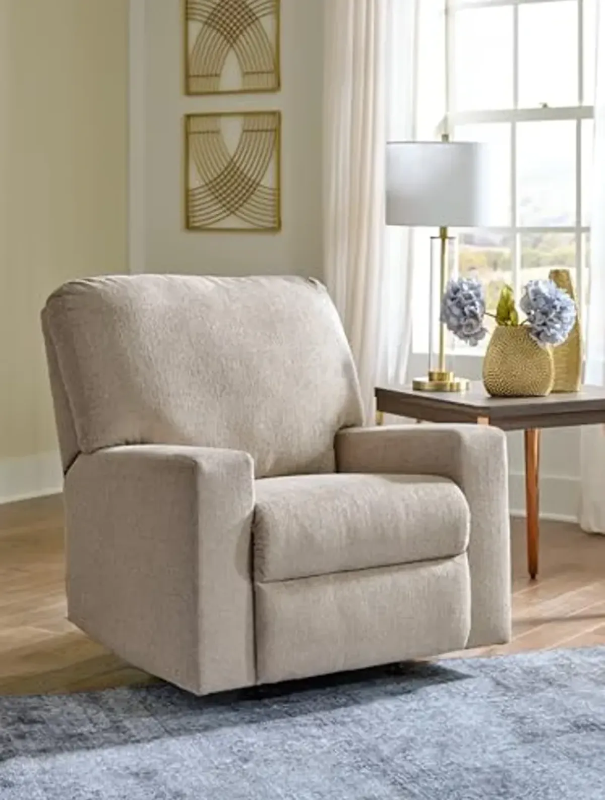 Signature Design by Ashley Deltona Casual Manual Rocker Recliner, Beige