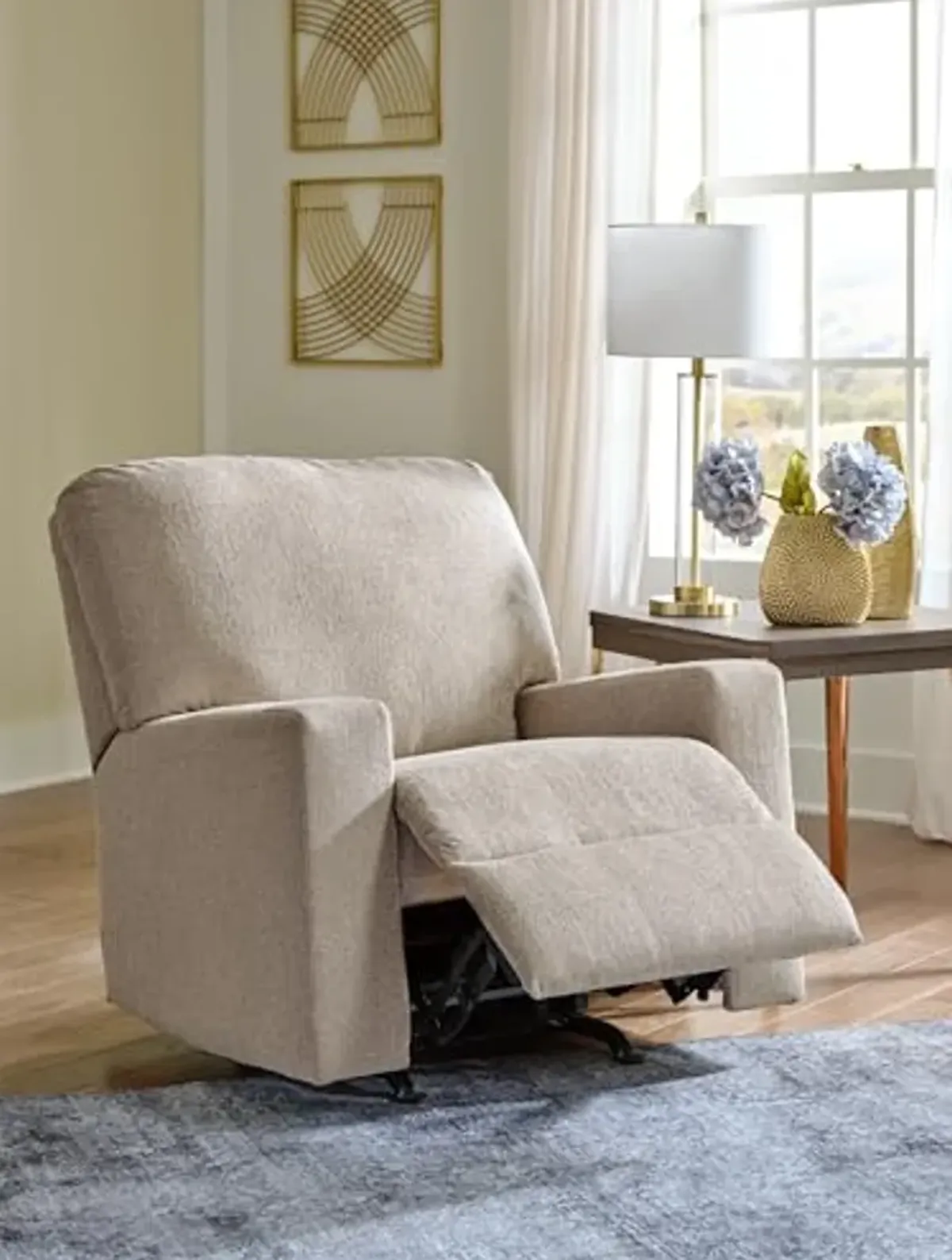 Signature Design by Ashley Deltona Casual Manual Rocker Recliner, Beige