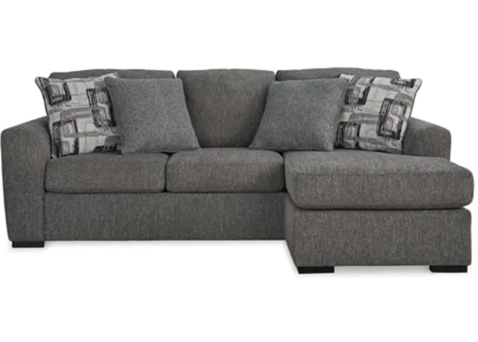 Signature Design by Ashley Gardiner Casual Right Hand Facing Sofa Chaise with 4 Accent Pillows, Gray