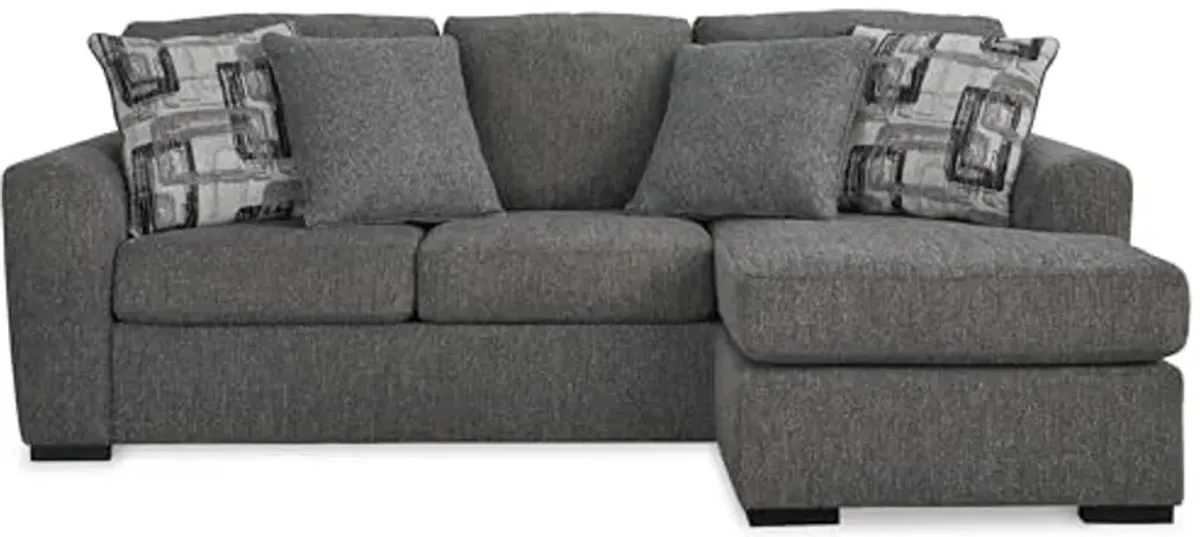 Signature Design by Ashley Gardiner Casual Right Hand Facing Sofa Chaise with 4 Accent Pillows, Gray