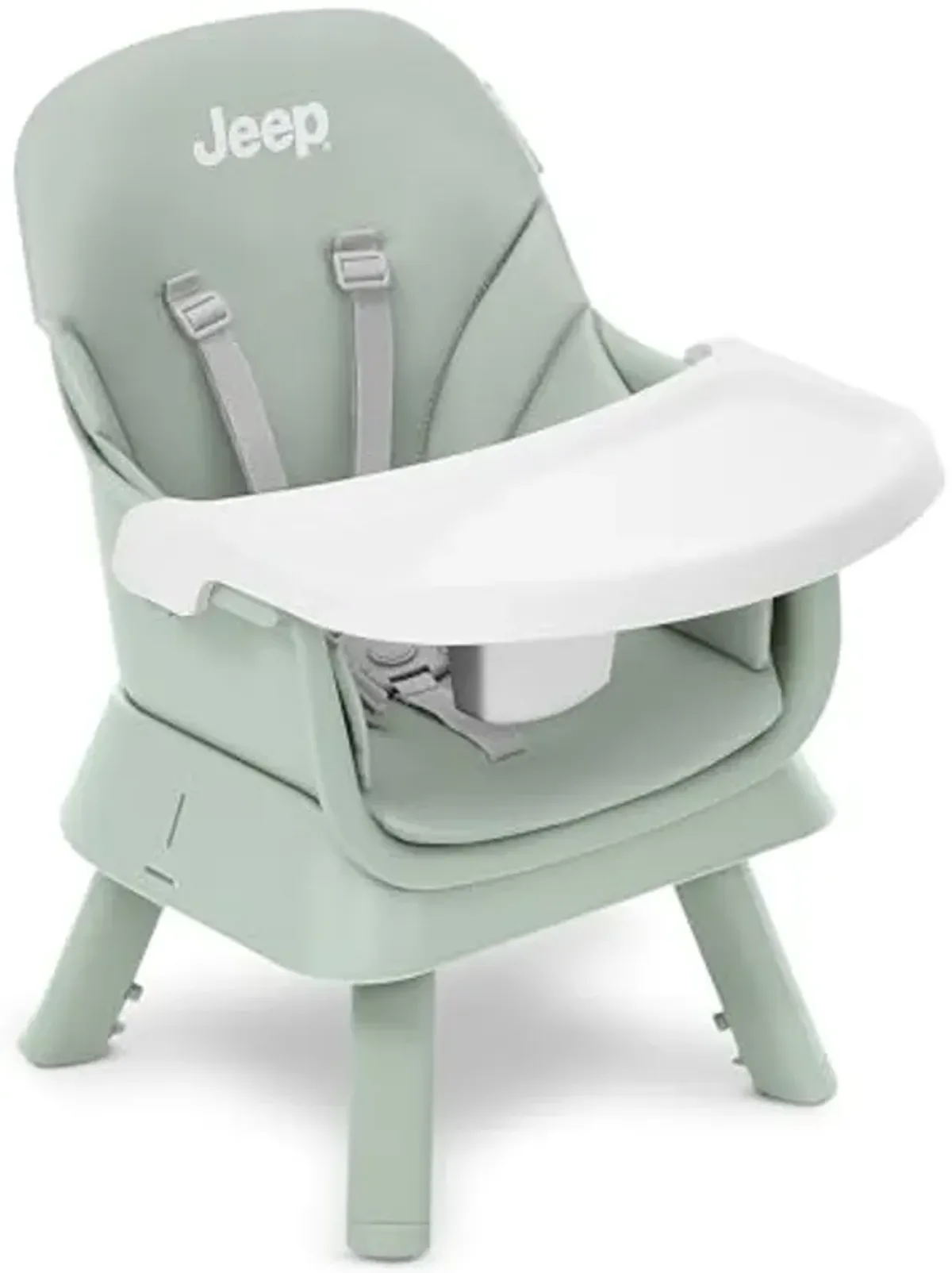 Jeep Milestone 6-in-1 High Chair by Delta Children High Chair Converts to Stool, Booster Seat, Toddler Chair, Activity Table and Desk and Chair, Sage Green