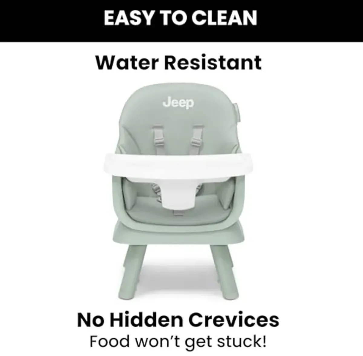 Jeep Milestone 6-in-1 High Chair by Delta Children High Chair Converts to Stool, Booster Seat, Toddler Chair, Activity Table and Desk and Chair, Sage Green