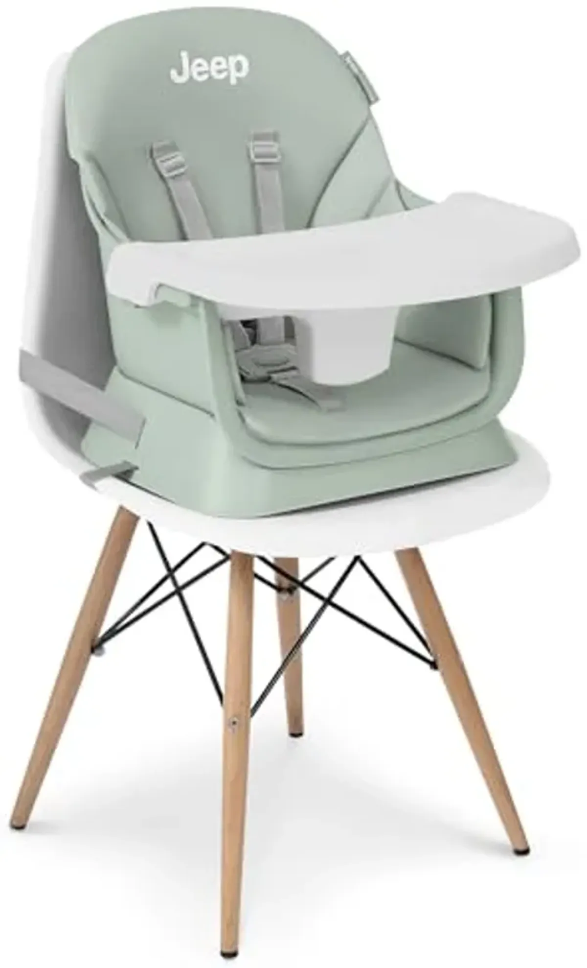 Jeep Milestone 6-in-1 High Chair by Delta Children High Chair Converts to Stool, Booster Seat, Toddler Chair, Activity Table and Desk and Chair, Sage Green