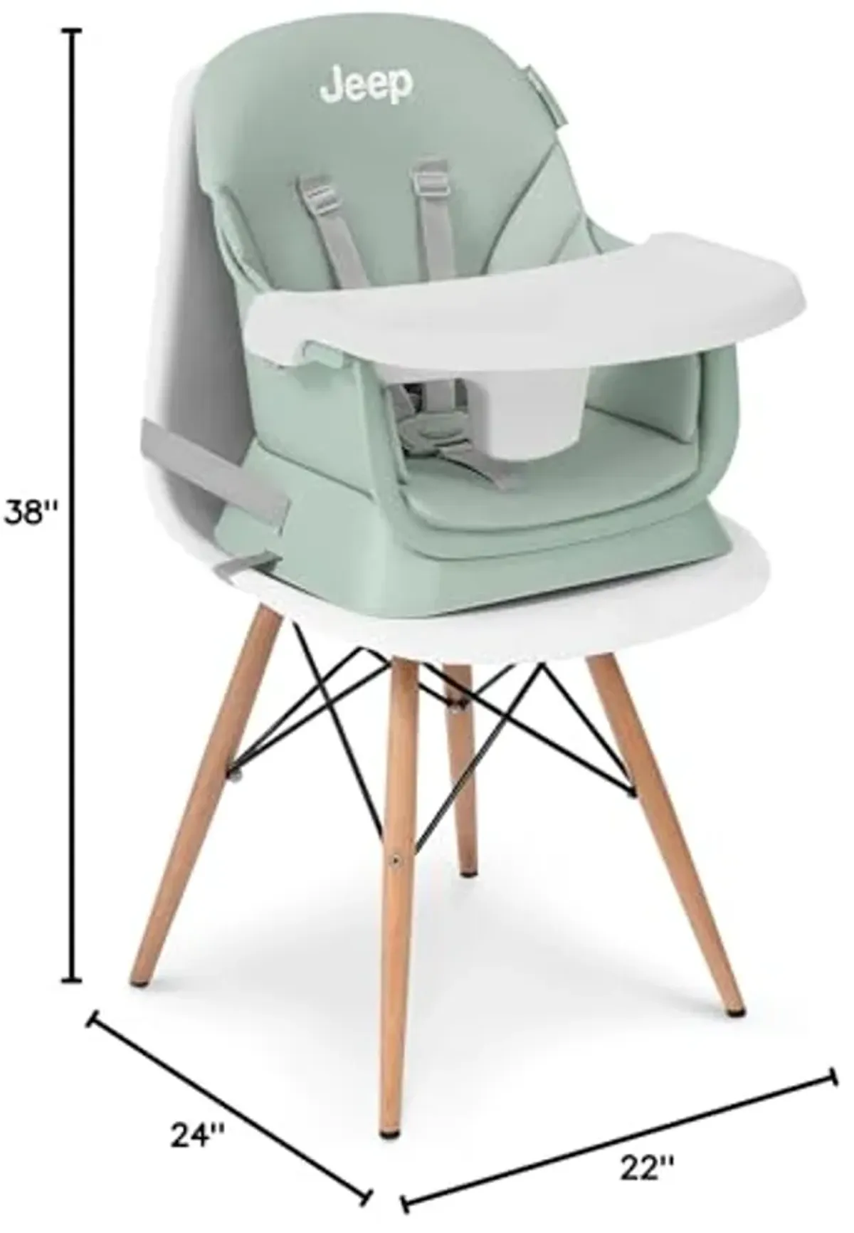 Jeep Milestone 6-in-1 High Chair by Delta Children High Chair Converts to Stool, Booster Seat, Toddler Chair, Activity Table and Desk and Chair, Sage Green