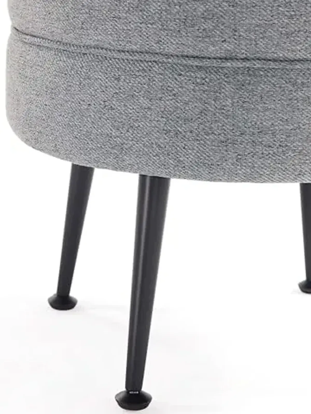Manhattan Comfort Bailey Mid-Century Modern Round Ottoman - Durable Woven Polyester Blend Upholstery, Stylish Black Stainless Steel Legs - Easy Assembly, Perfect for Living Room, Grey - Set of 2