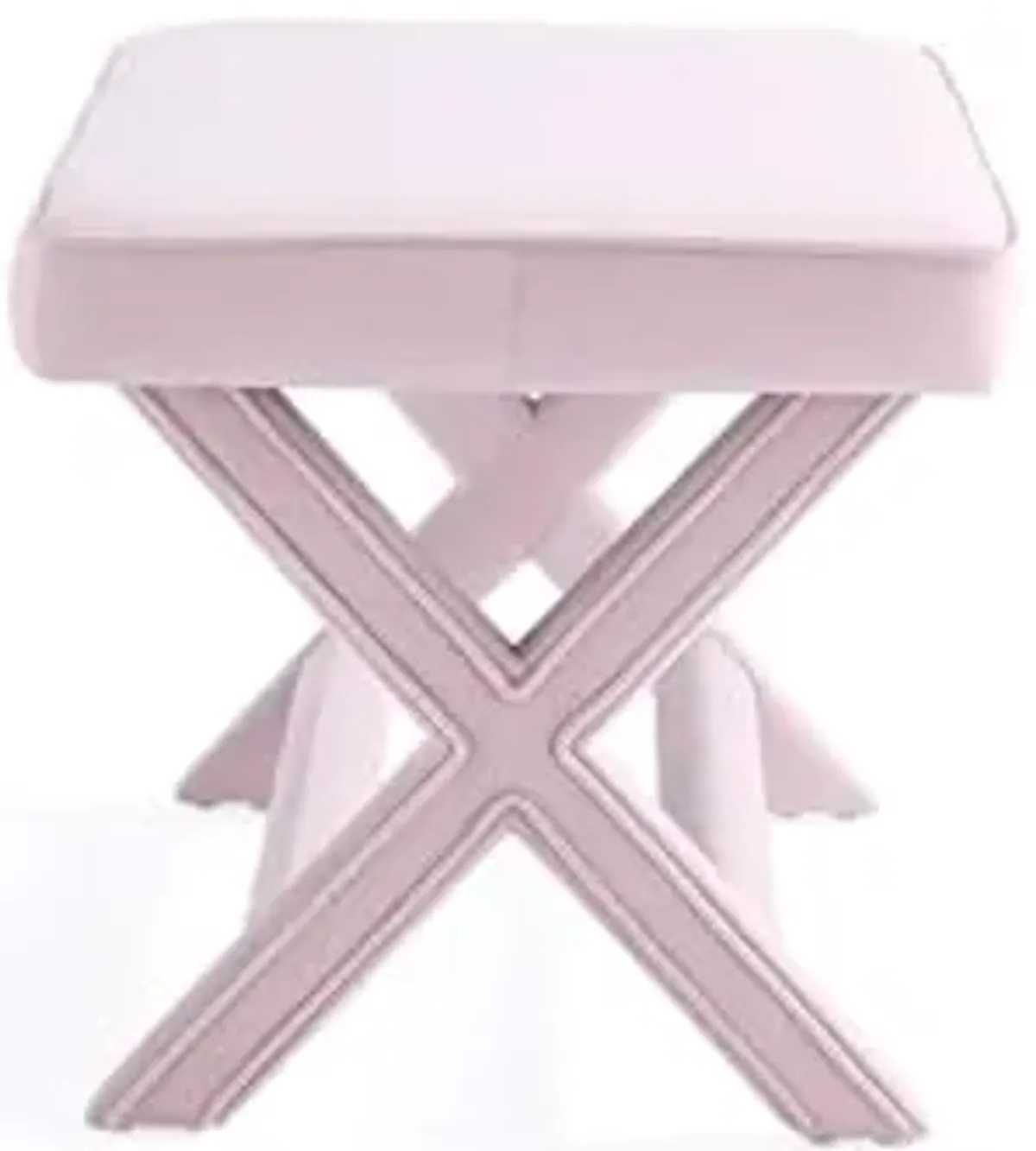 Manhattan Comfort Abigail Double Ottoman Bench Upholstered in Velvet Fabric, Luxurious Accent Vanity Stool with Stylish X-Crossed Legs, Solid Wood Frame, Plush Piped Cushion, Fully Assembled, Pink