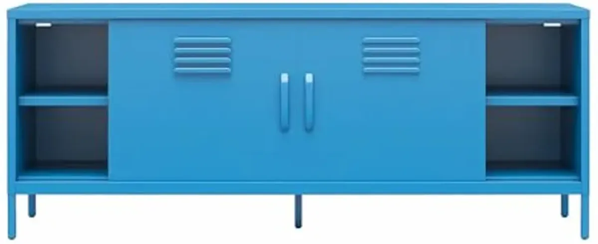 Novogratz Cache Metal Locker-Style TV Stand for TVs up to 65", Bright Blue