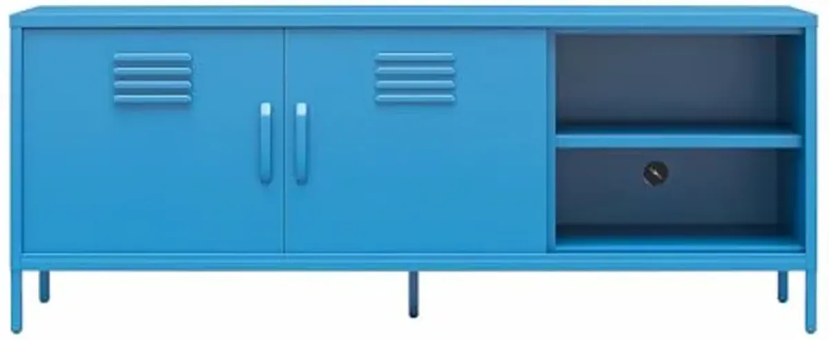 Novogratz Cache Metal Locker-Style TV Stand for TVs up to 65", Bright Blue