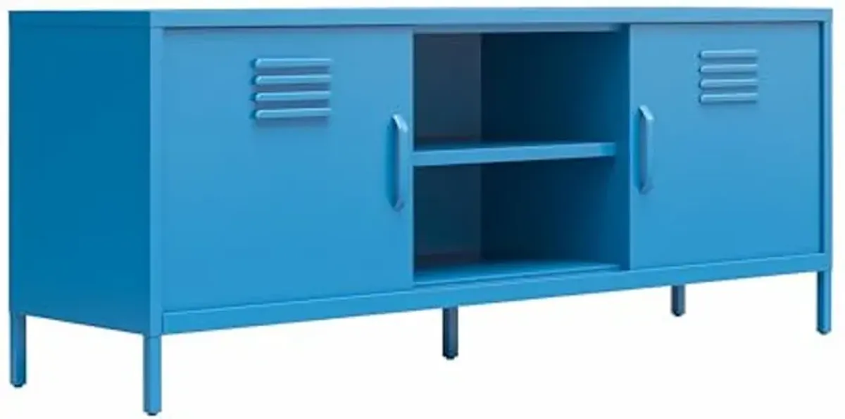 Novogratz Cache Metal Locker-Style TV Stand for TVs up to 65", Bright Blue