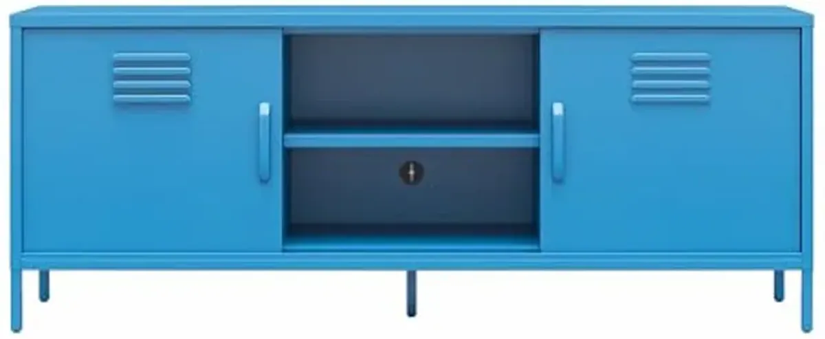 Novogratz Cache Metal Locker-Style TV Stand for TVs up to 65", Bright Blue