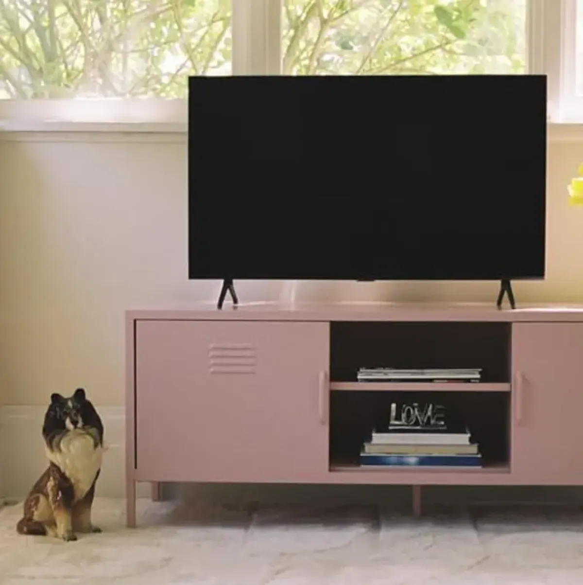 Novogratz Cache Metal Locker-Style TV Stand for TVs up to 65", Bashful Pink