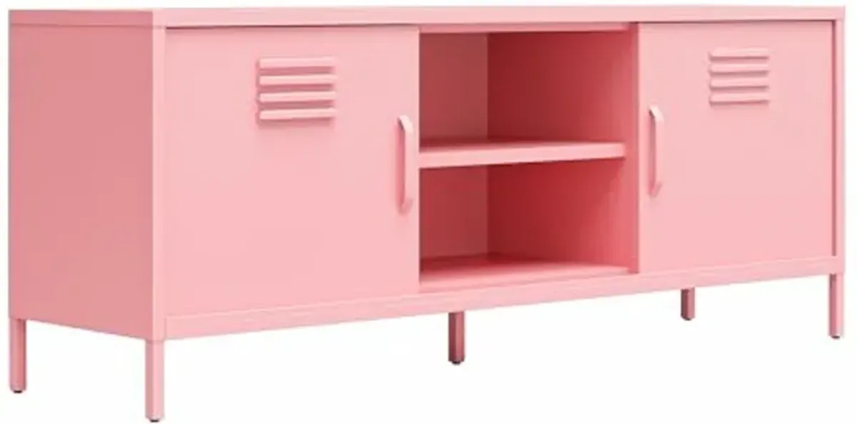 Novogratz Cache Metal Locker-Style TV Stand for TVs up to 65", Bashful Pink