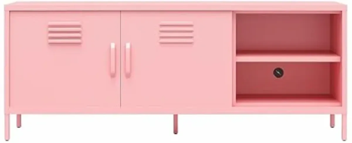 Novogratz Cache Metal Locker-Style TV Stand for TVs up to 65", Bashful Pink