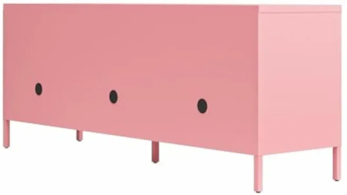 Novogratz Cache Metal Locker-Style TV Stand for TVs up to 65", Bashful Pink