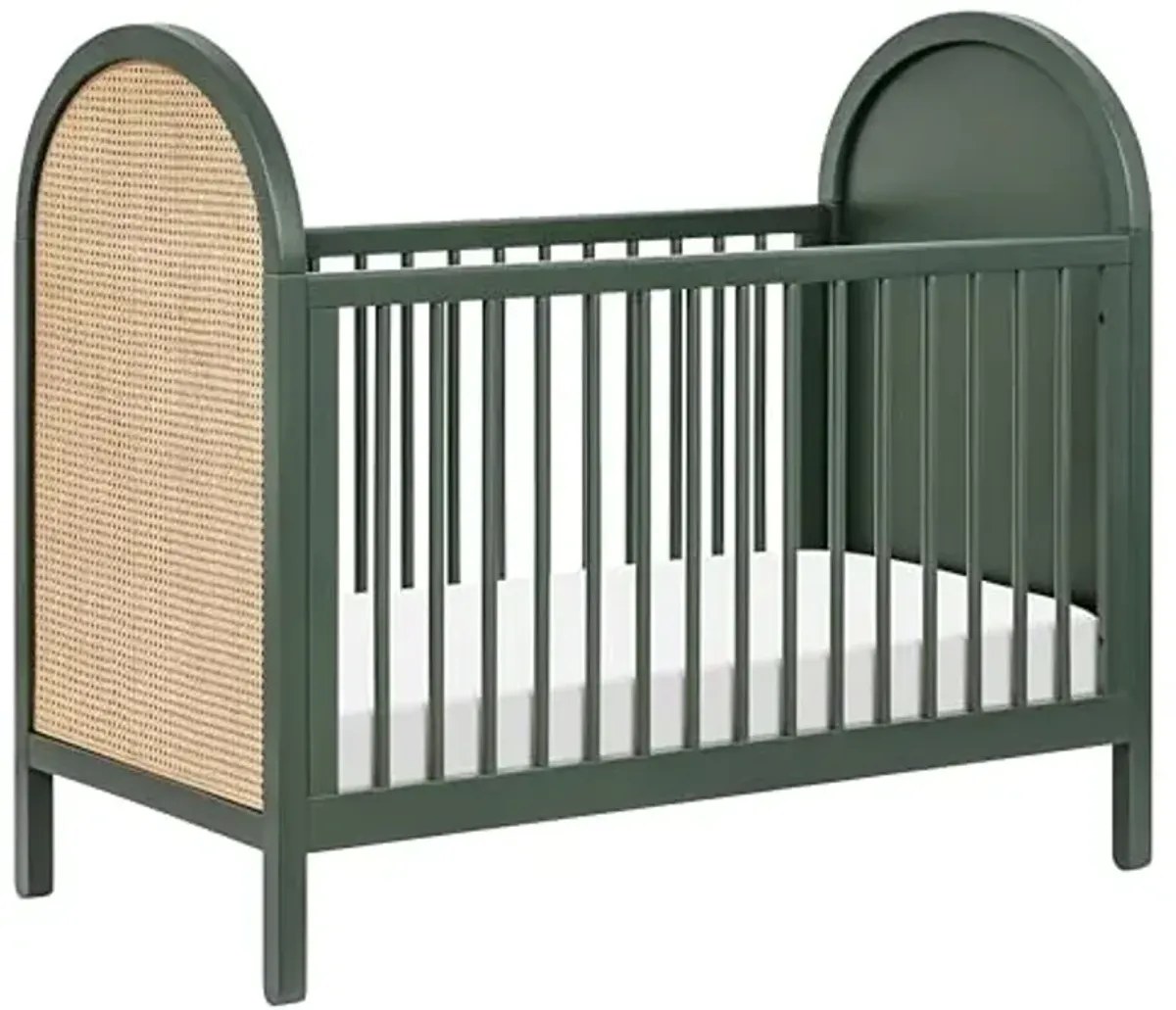 Babyletto Bondi Cane 3-in-1 Convertible Baby Crib - GREENGUARD Gold Certified Convertible Crib to Toddler Bed & Daybed - Wooden Baby Bed - 4 Adjustable Heights - Made of 100% Solid Wood - Forest Green