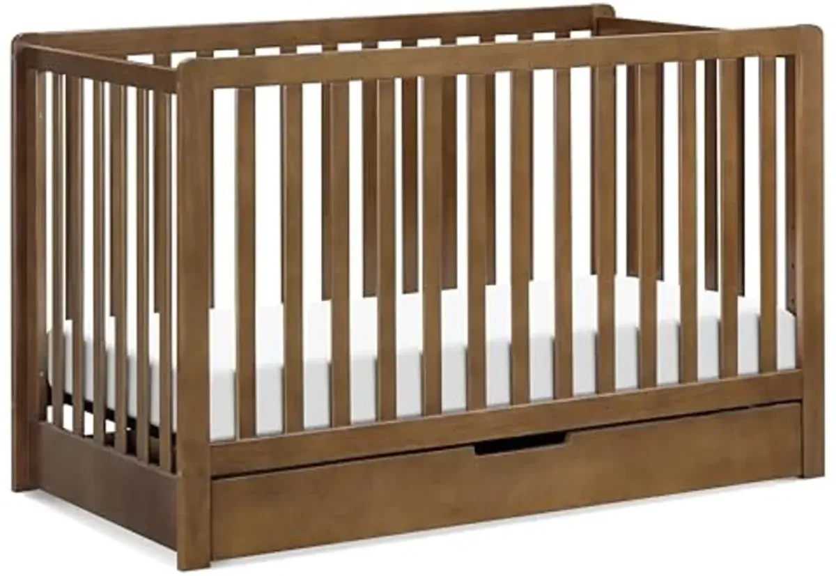 DaVinci Carter's Colby 4-in-1 Convertible Crib with Trundle Drawer in Walnut, Greenguard Gold Certified, Undercrib Storage