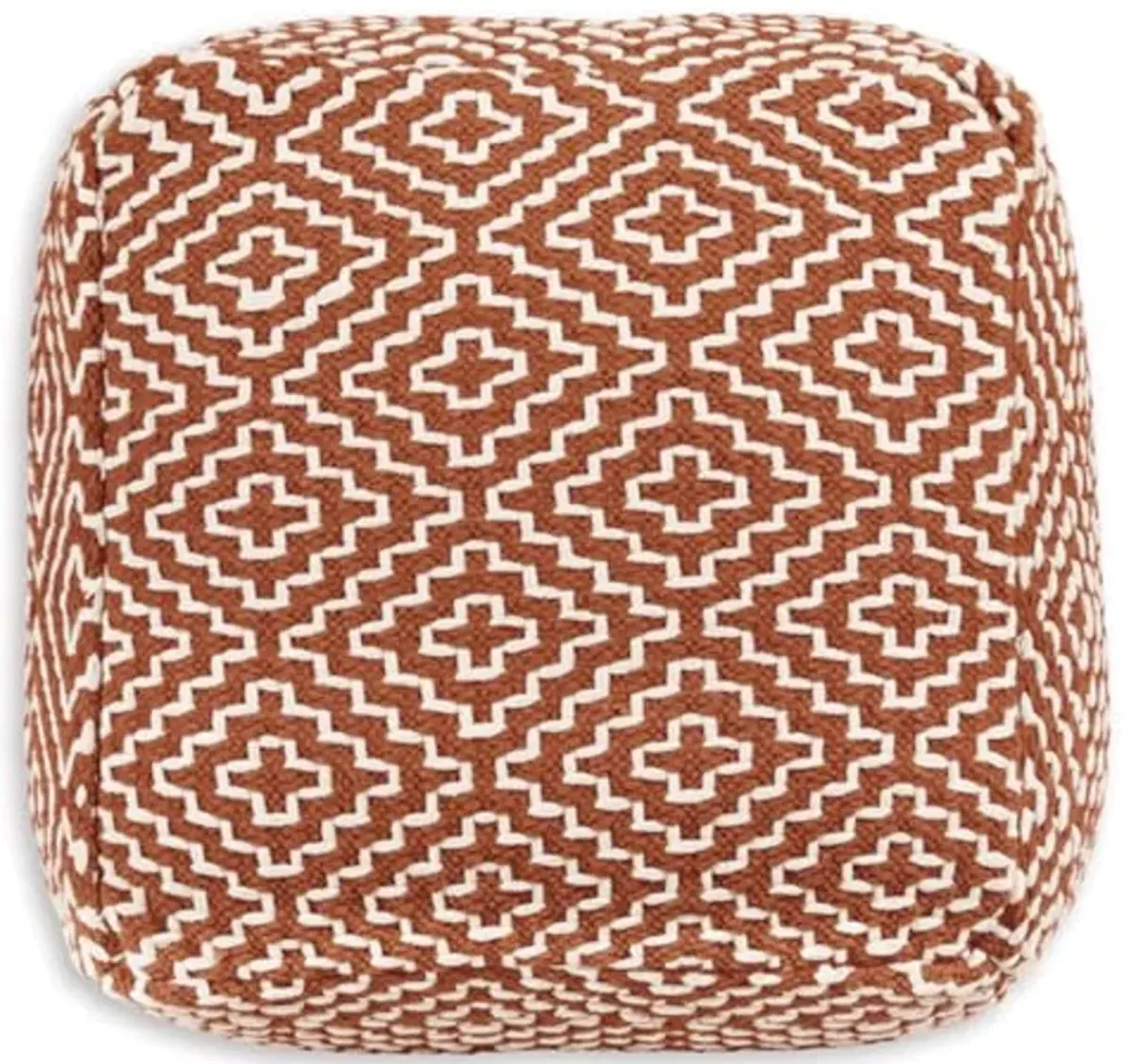 Signature Design by Ashley Brynnsen Casual Handwoven Geometric Pouf, Orange & White