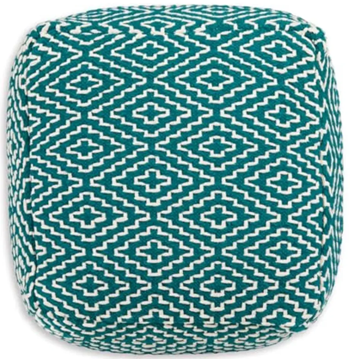 Signature Design by Ashley Brynnsen Casual Handwoven Geometric Pouf, Green & White