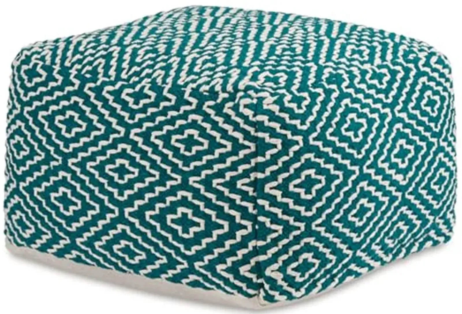 Signature Design by Ashley Brynnsen Casual Handwoven Geometric Pouf, Green & White