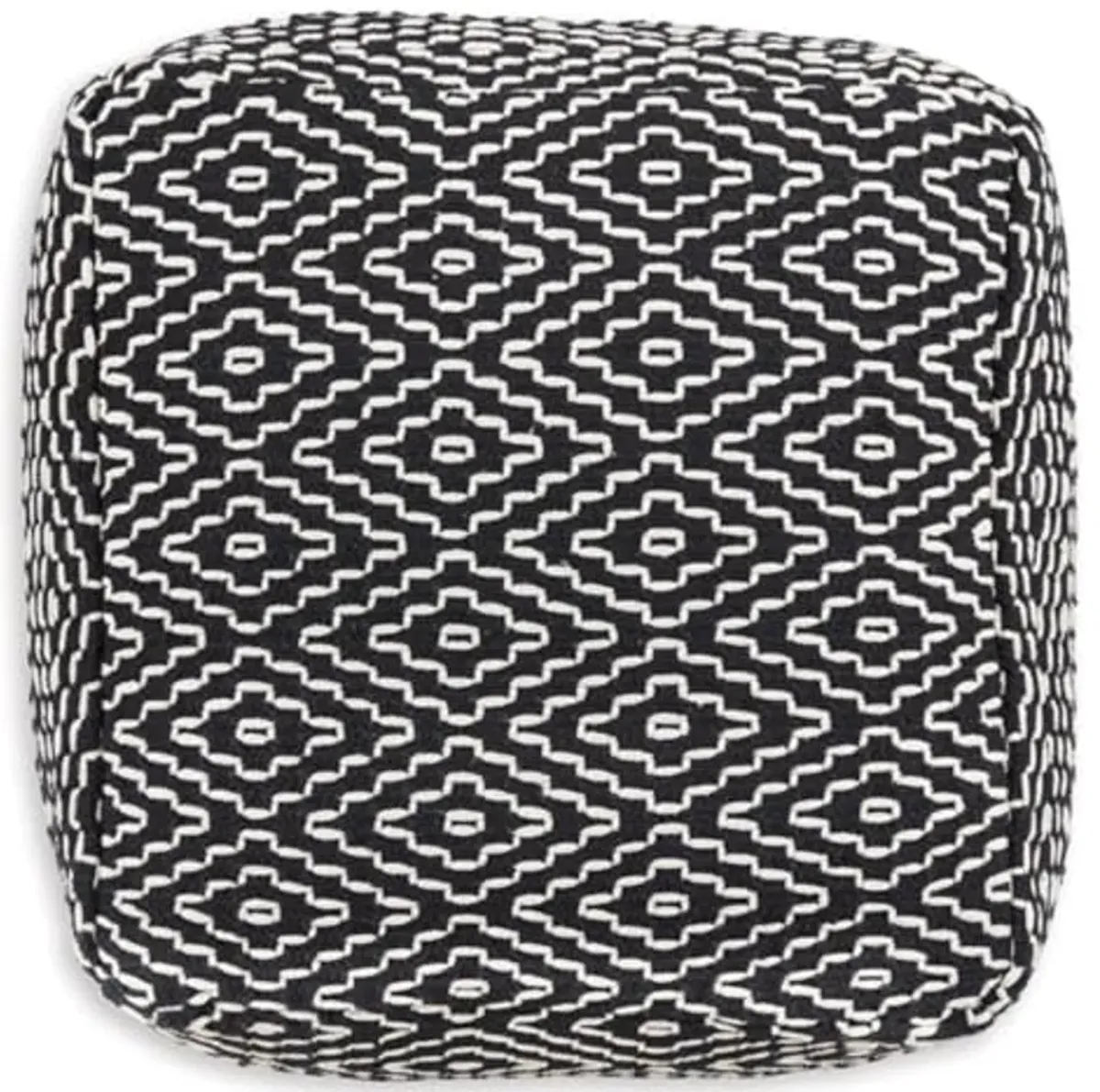 Signature Design by Ashley Jasett Casual Handwoven Geometric Pouf, Black & White