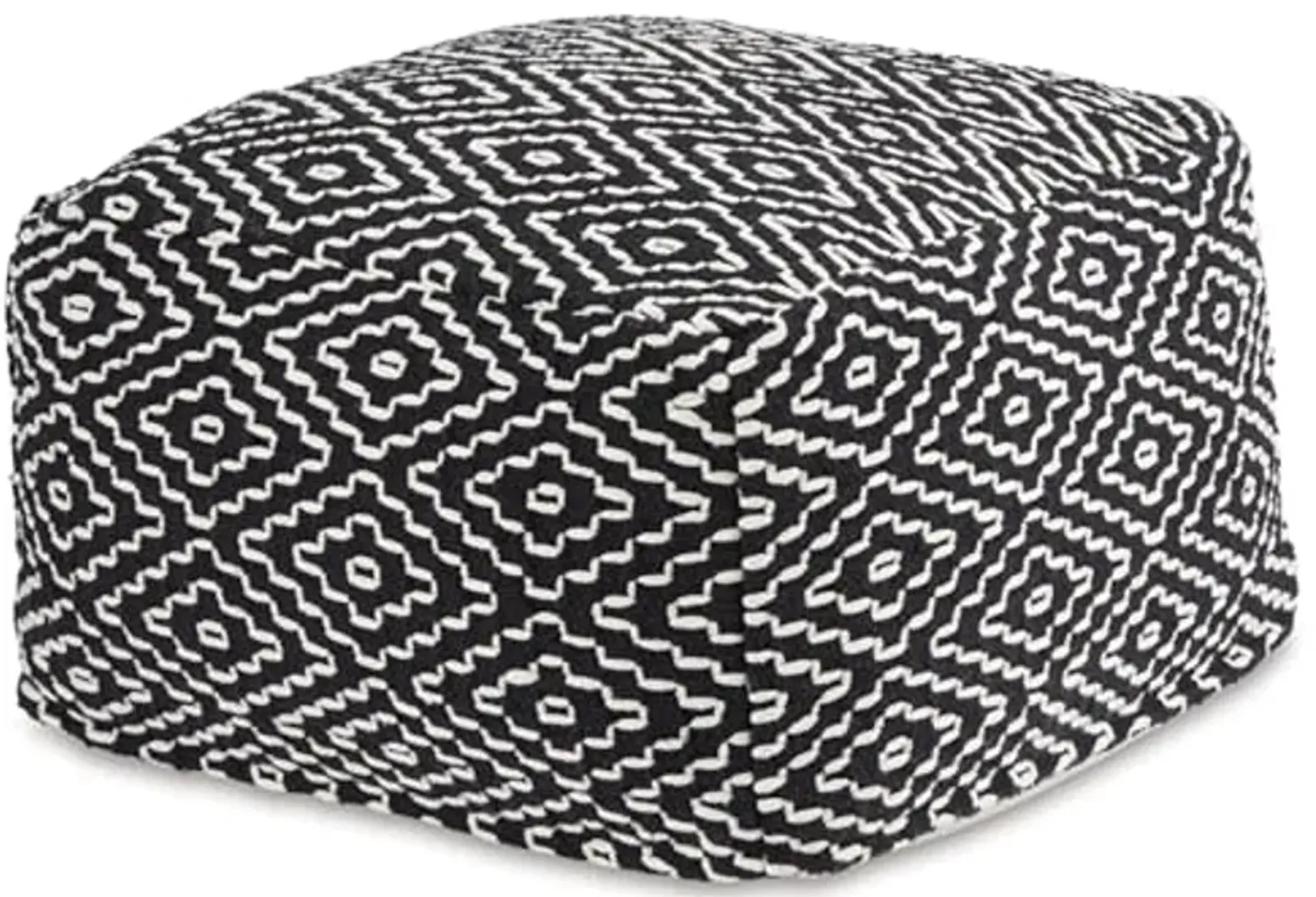 Signature Design by Ashley Jasett Casual Handwoven Geometric Pouf, Black & White