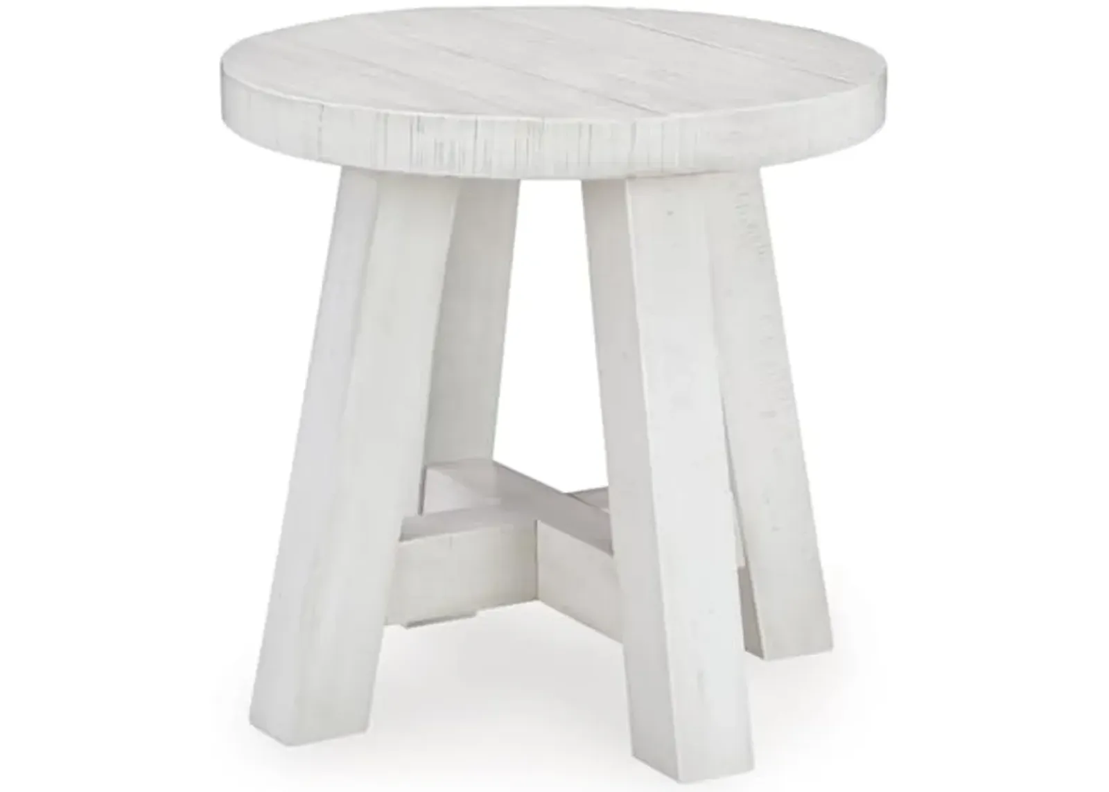 Signature Design by Ashley Jallison Farmhouse Distressed End Table with Braced Posts, White