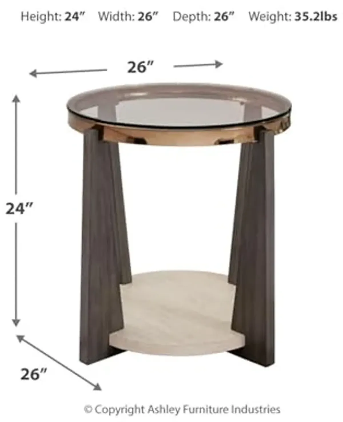 Signature Design by Ashley Frazwa Modern Glass-Tabletop End Table with Open Lower Shelf, Dark Brown & Beige