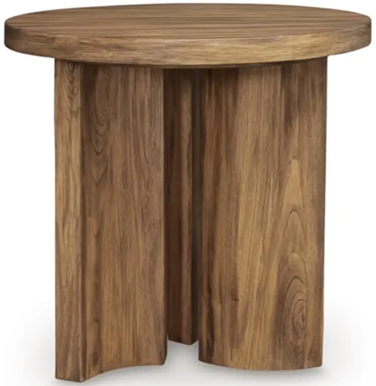 Signature Design by Ashley Austanny Rustic Thick-Tabletop End Table with Curved Plinth Base, Light Brown